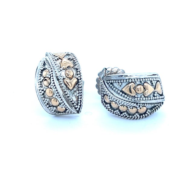 1990s John Hardy Estate Pierced Earrings 18k + Silver, A Pair For Sale - Image 4 of 7