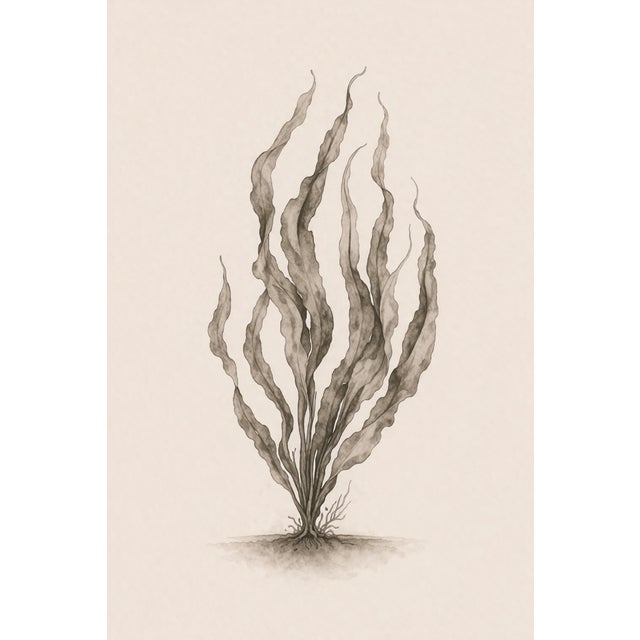Minimal Coastal Botanical Triptych, Seaweed Studies, 24" × 36" Each For Sale - Image 9 of 10