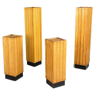 Mid-Century Italian Black and Light Wood Pedestals, 1960s, Set of 4 For Sale
