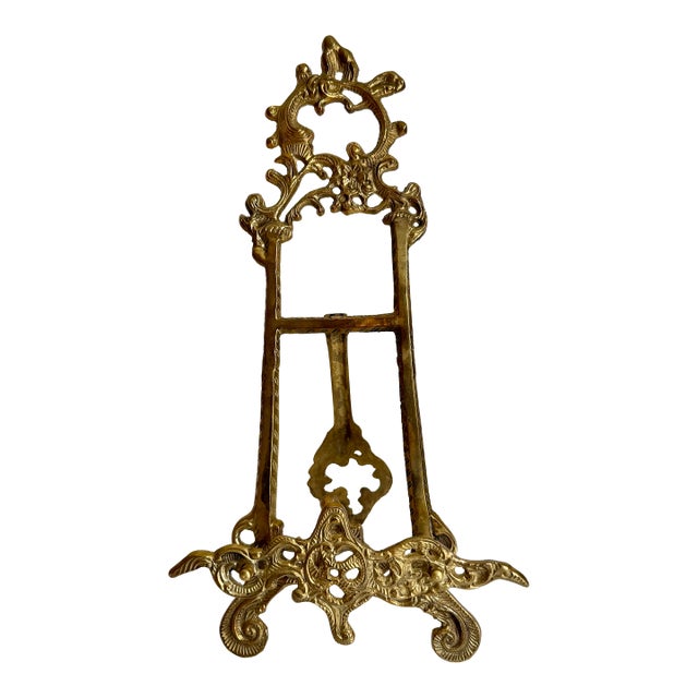 Vintage Ornate Brass Easel 15" For Sale