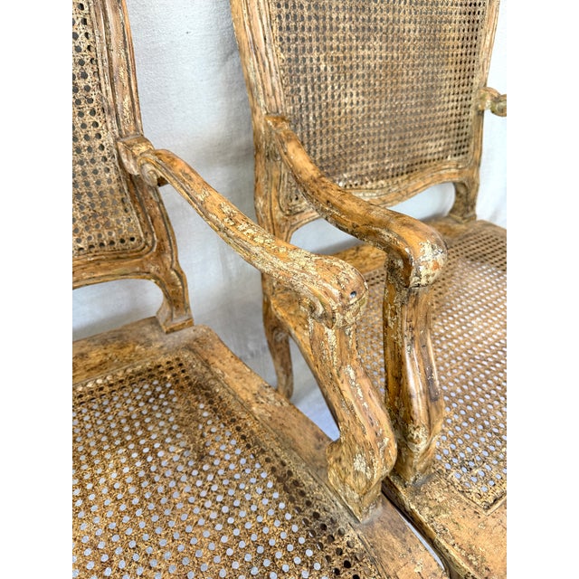 Stunning French Louis XV / Provencial Style Caned Armchairs - A Pair For Sale - Image 10 of 10