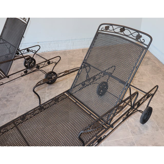Mid 20th Century Attributed to Woodard Wrought Iron Chaise Lounges For Sale - Image 11 of 18