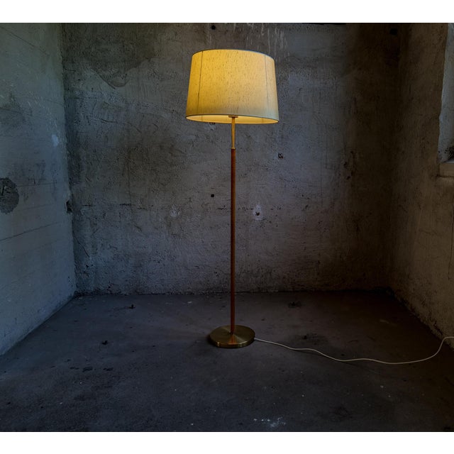 Mid-Century Leather Brass Floor Lamp from Atelje Lyktan, Sweden, 1960s For Sale - Image 15 of 18