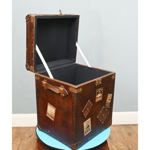 Vintage Leather Steamer Trunk For Sale - Image 6 of 8