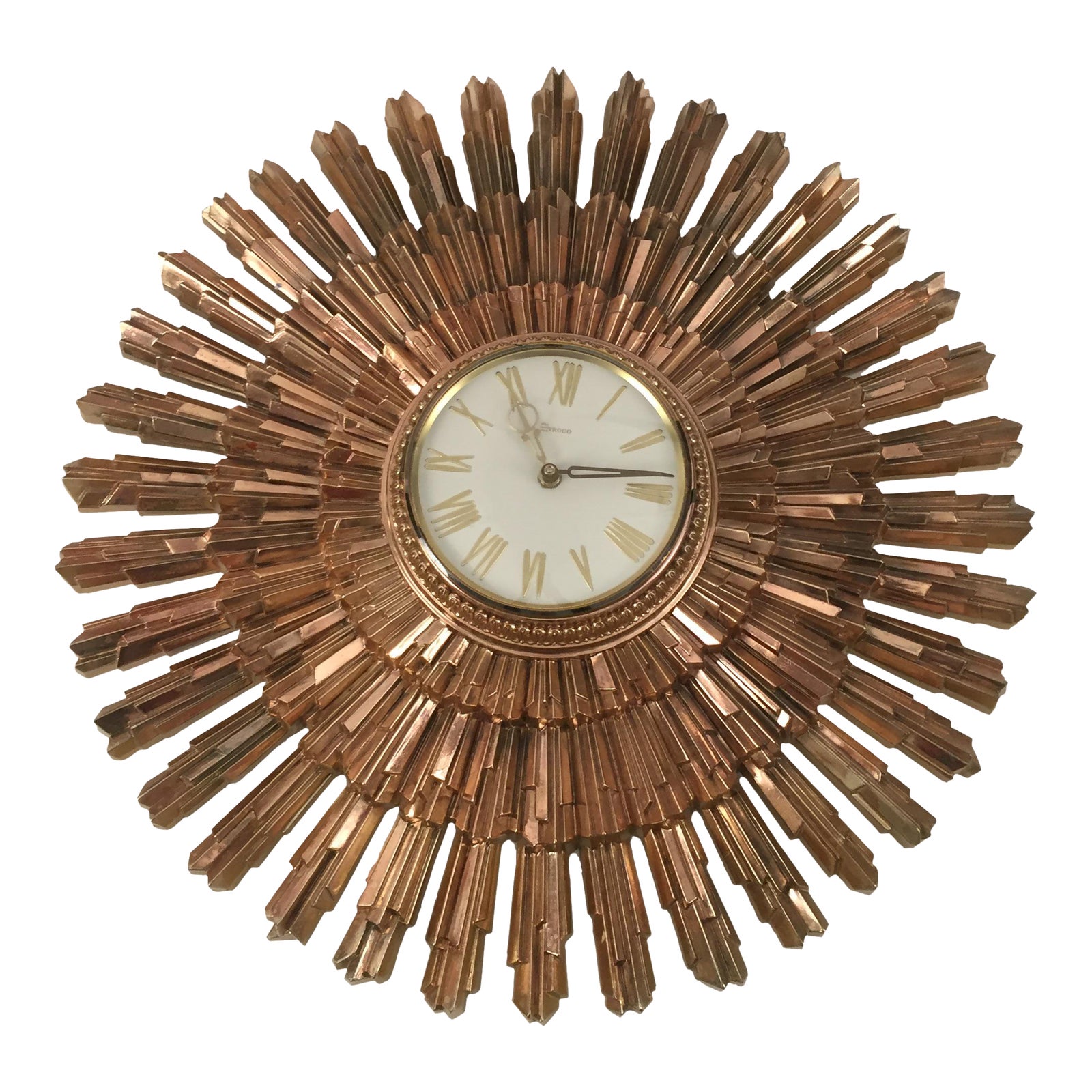 MidCentury Syroco Sunburst Wall Clock Chairish