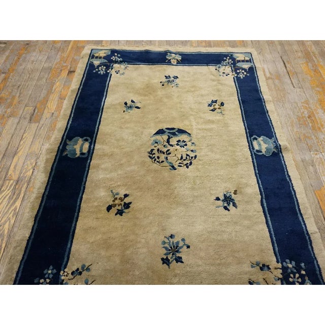 Early 20th Century Chinese Peking Carpet ( 4' x 5'9" - 122 x 175 ) Chinese – Peking Knotted Antique Wool Ivory 1920s...