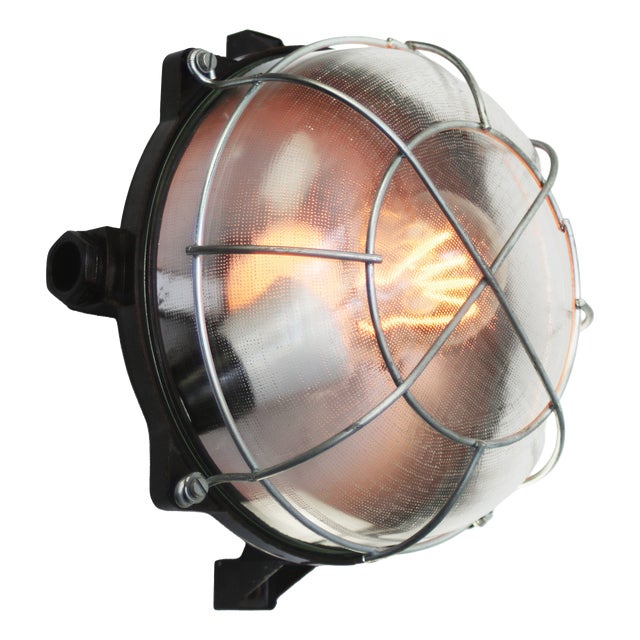 Mid-Century Industrial Bakelite and Frosted Glass Sconces For Sale