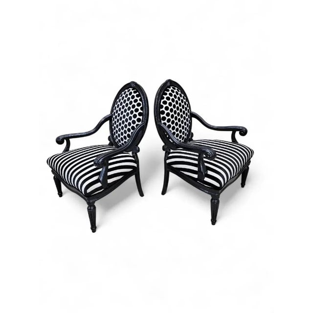 French Vintage French Louis XVI Style Armchairs Newly Reupholstered - Pair For Sale - Image 3 of 8
