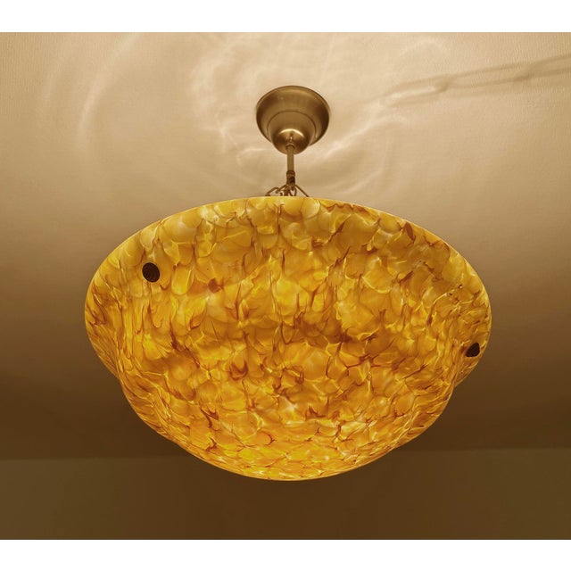 Art Deco Amber Glass Pendant Light, 1930s For Sale - Image 15 of 18