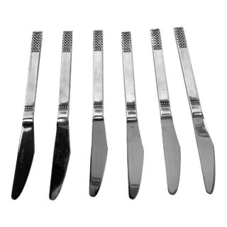 Vintage Danika Stainless Steel "Celtic Knot" Pattern Dinner Knives- Set of 6 For Sale