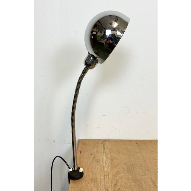 Silver Vintage Italian Chrome Gooseneck Table Lamp, 1960s For Sale - Image 8 of 17