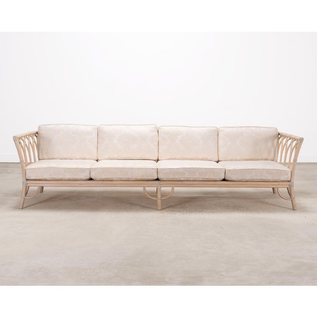 Contemporary Pair of McGuire Organic Modern Rattan Cathedral Sofas 7 Ft 9 Ft For Sale - Image 3 of 18