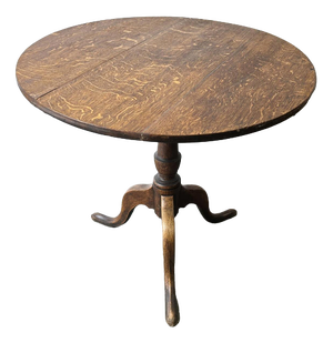 19th Century Oak Tilt-Top Occasional Table with Tripod Base