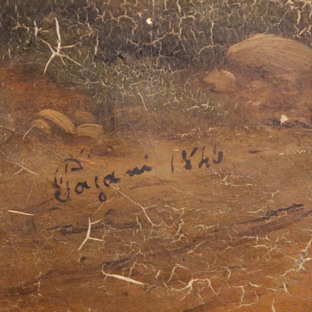 Italian Artist, Landscape with Wayfarers, 1845, Oil Painting on Canvas, Framed For Sale - Image 6 of 15