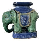 Vintage Glazed Ceramic Elephant Low Stool For Sale