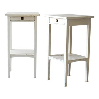 Scandinavian Bedside Tables Painted in White, 1950s, Set of 2 For Sale