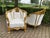 Gold 1950s French Louis XVI Gold Leather Wood Bergere Chairs Pair For Sale - Image 8 of 9