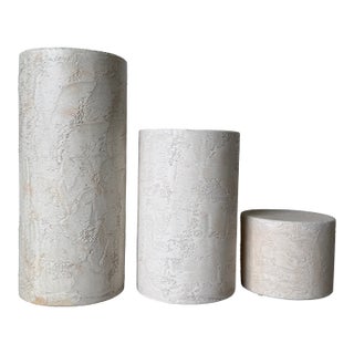 1980's Postmodern Plaster and Wood Pedestals - Set of 3 For Sale