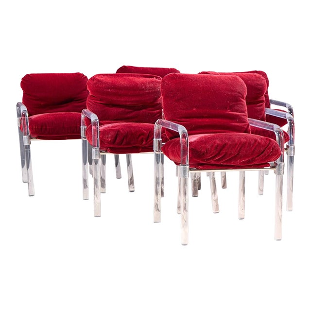 Jeff Messerschmidt Pipeline Series II Mid Century Lucite and Aluminum Dining Chairs - Set of 6 For Sale