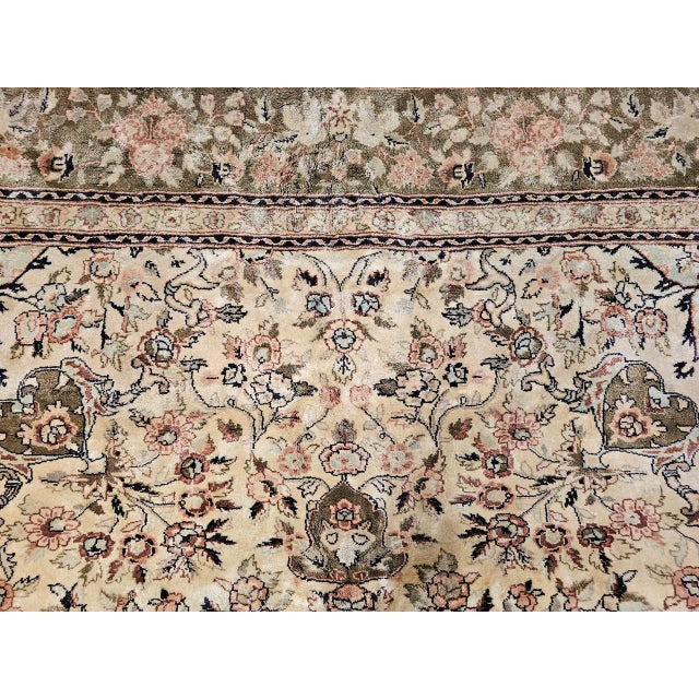 Vintage Indian Silk Rug, Hand-Knotted, Floral Medallion Design, 6' x 9' For Sale - Image 18 of 18