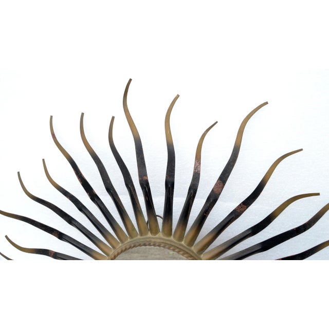 Chaty Sunburst Brass & Gun Metal Wall Mirror French Mid-Century Modern, 1960s For Sale In Miami - Image 6 of 13