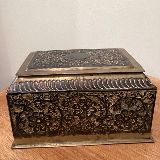 Art Deco Vintage Sarreid Brass Lidded Trasure Box Circa 1970s For Sale - Image 3 of 13