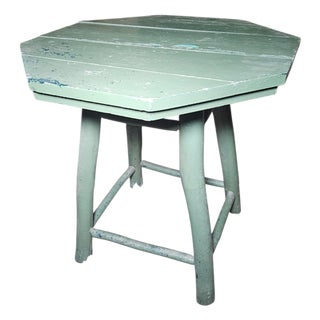 Early 20th Century Old Hickory Octagonal Center Table With Original Green Patina For Sale