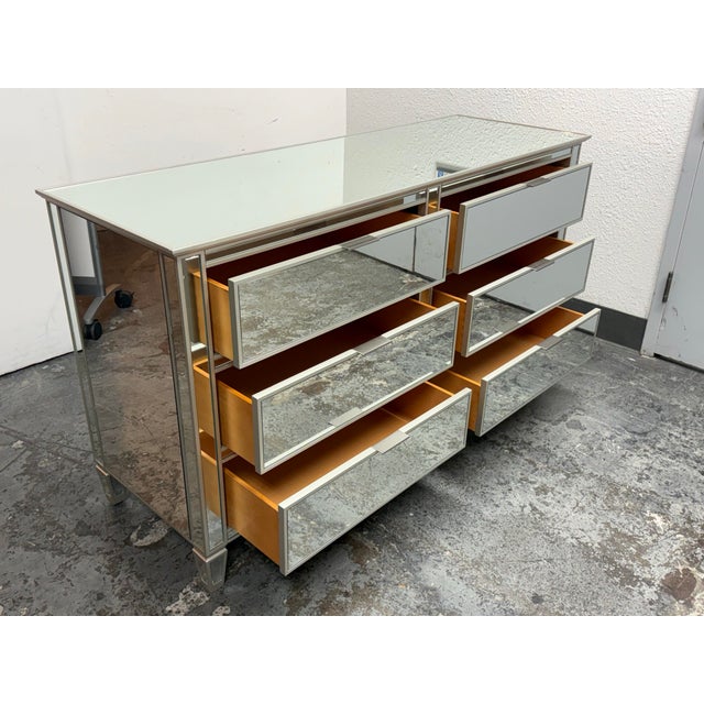 Pottery Barn Pottery Barn Park Extra Wide Mirrored Dresser For Sale - Image 4 of 12