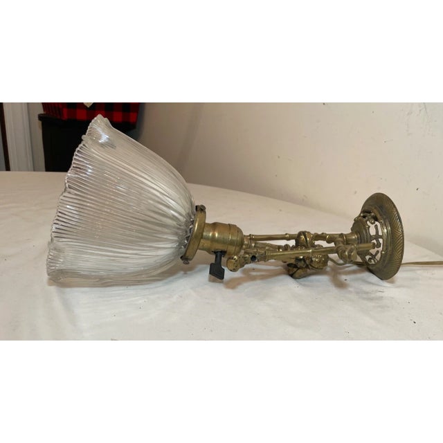 Gold 1930s Rare Antique Ornate Brass Nautical Ship Boat Wall Sconce Fixture Gimbal Chestnut For Sale - Image 8 of 12