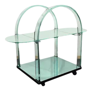 French Modernist Glass and Mirror Serving Cart