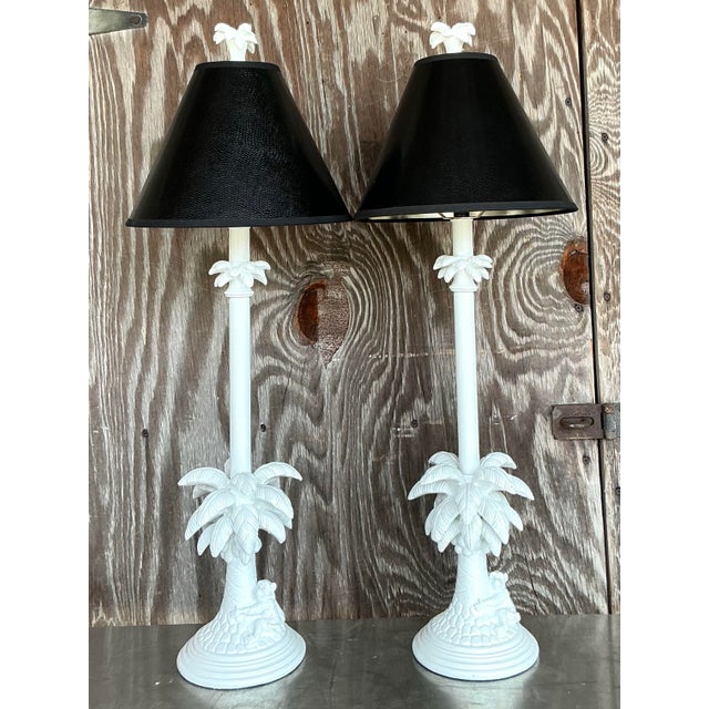 Vintage Regency Monkey Candlestick Lamps - A Pair For Sale - Image 11 of 12