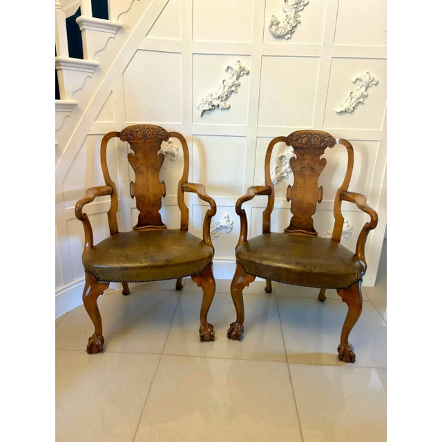Antique Victorian Carved Walnut Desk Chairs, 1880s, Set of 2 For Sale - Image 14 of 14
