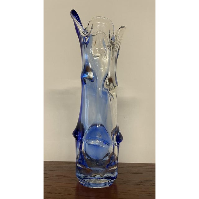 Blue and Clear Art Glass Vase by Josef Hospodka for Chribská, Former Czechoslovakia, 1960s For Sale - Image 16 of 16