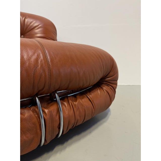 Vintage Italian Soriana Chair in Original Cognac Leather by Afra & Tobia Scarpa for Cassina, 1960s For Sale - Image 16 of 18