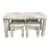Mid-Century Modern Parsons Console Table With Upholstered Ottomans For Sale