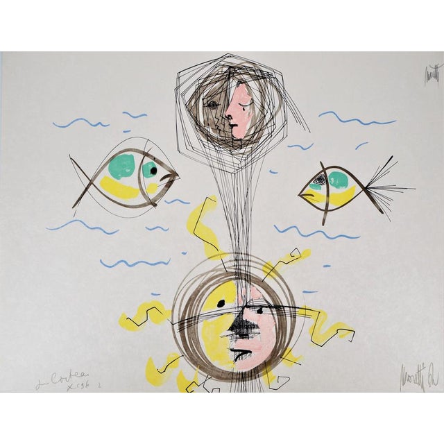 Raymond Moretti and Jean Cocteau, The Earth and the Sun, Original Lithograph For Sale - Image 6 of 6