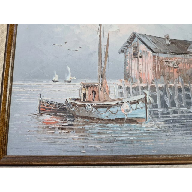 French Harbour Scene, Oil on Board, Signed Max Savy, French 1918-2010 For Sale - Image 3 of 7