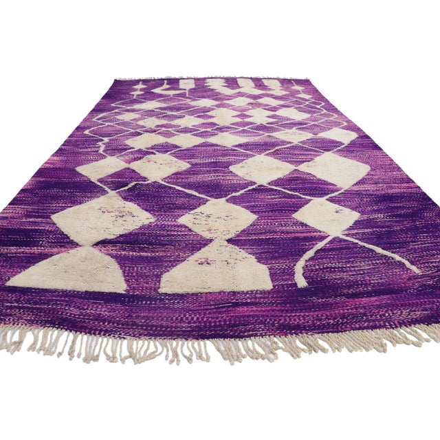 Postmodern Purple Beni Mrirt Moroccan High-Low Rug - 08'06 X 13'08 For Sale - Image 3 of 9