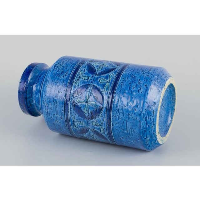 Large Vase in Rimini Blue Glazed Ceramic by Aldo Londi for Bitossi, 1960s For Sale - Image 6 of 8