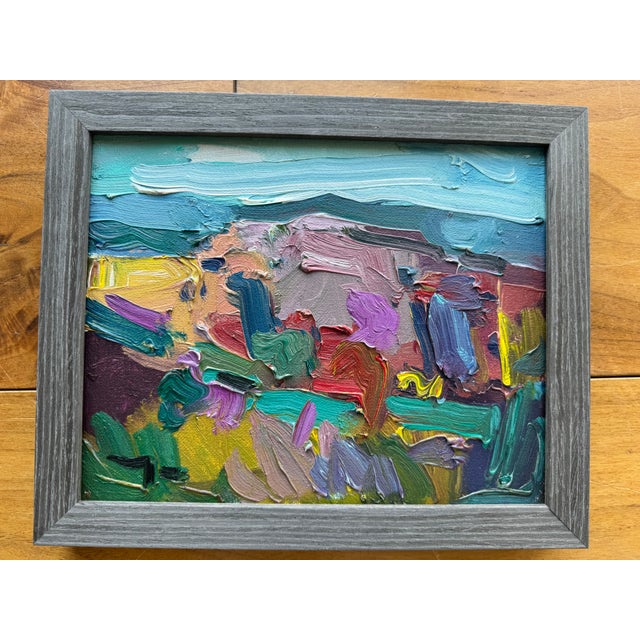 Blue Contemporary Magical Mountain Oil, Framed For Sale - Image 8 of 8