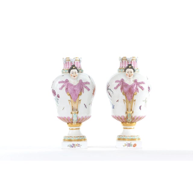 19th Century Pair Gilt / Floral Porcelain Decorative Urns For Sale - Image 11 of 13