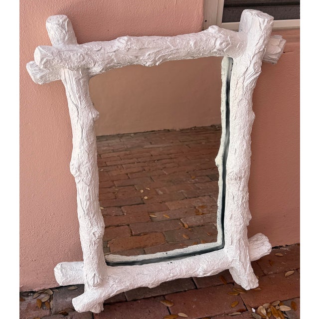 Vintage French Plaster Faux Bois Mirror/ 2 Available For Sale - Image 4 of 12