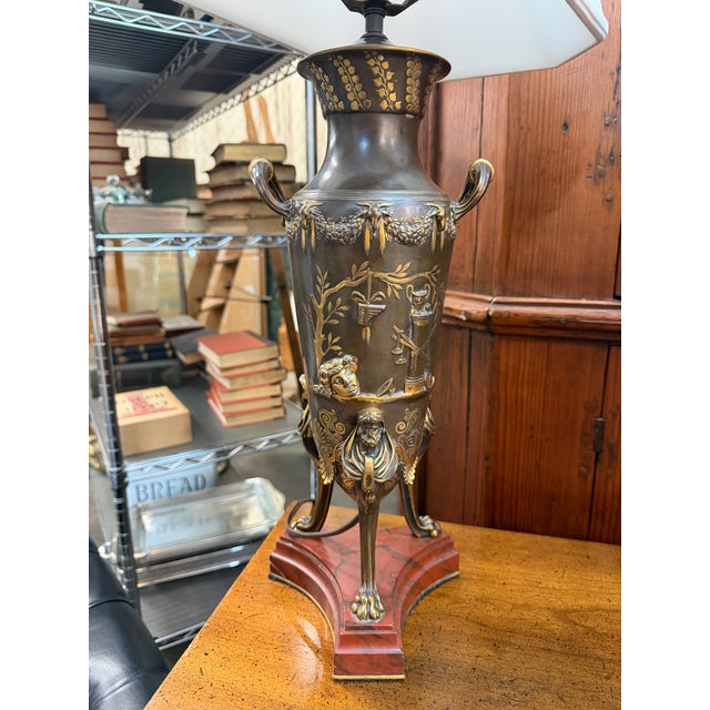 19th-Century Neo-Grec Parcel-Gilt Bronze Amphora Lamps by Ferdinand Barbedienne - a Pair For Sale - Image 4 of 7