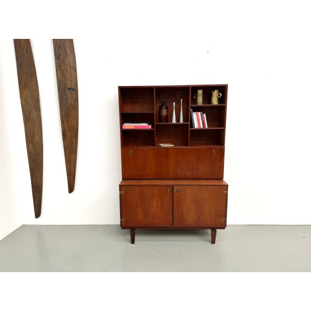 Bookcase Sideboard in Teak and Brass, 1960s For Sale - Image 10 of 18