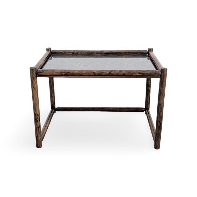 Mid-Century Modern Mid-Century Modern Bamboo Coffee Table in Glass For Sale - Image 3 of 8
