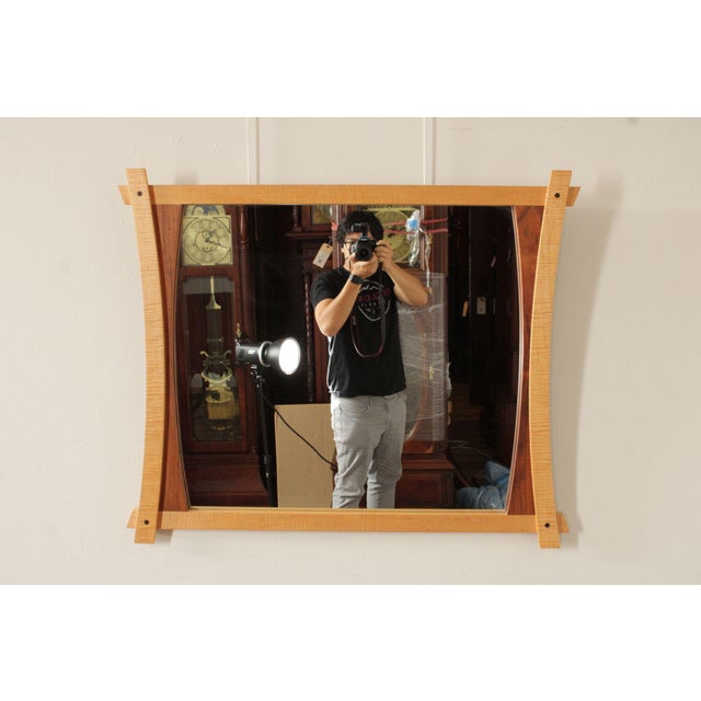 Traditional Studio Crafted Maple and Walnut Wall Mirror For Sale - Image 3 of 12