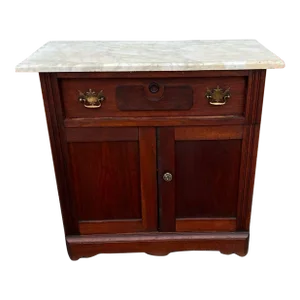 Antique Victorian Style Marble Washstand Cabinet