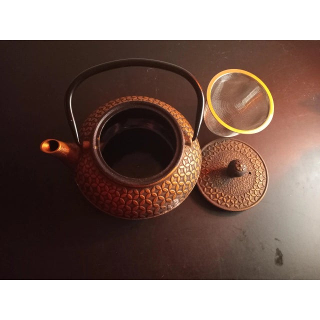 Vintage Tetsubin Japanese Cast Iron Strainer Tea Kettle For Sale In Dallas - Image 6 of 8