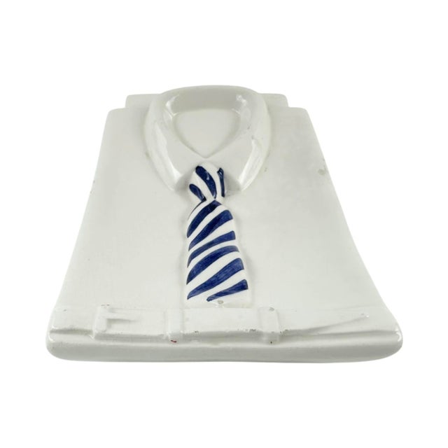 Vintage White Shirt & Tie Ceramic Ashtray Catchall Dish Made in Italy For Sale - Image 4 of 14