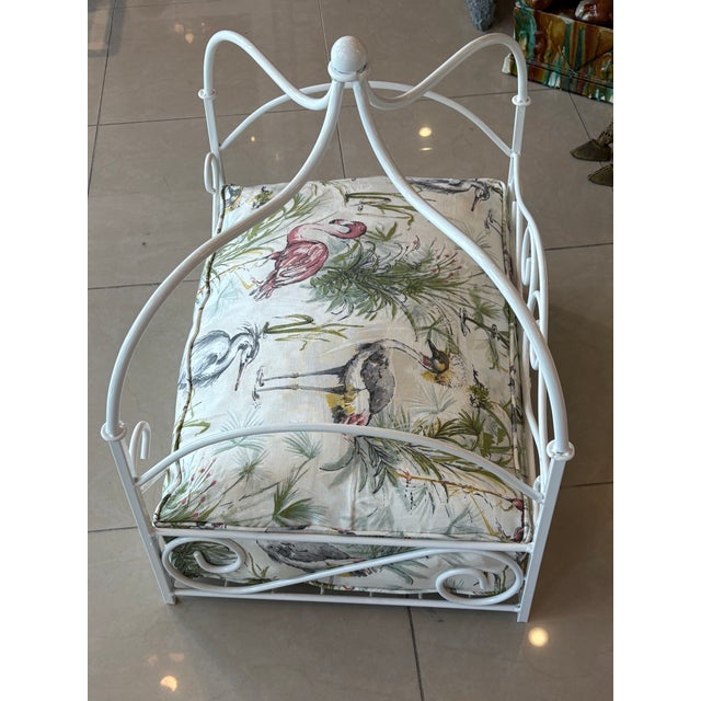 Vintage Newly Finished Upholstered Metal Canopy Dog Pet Bed Palm Beach Pagoda For Sale - Image 9 of 12